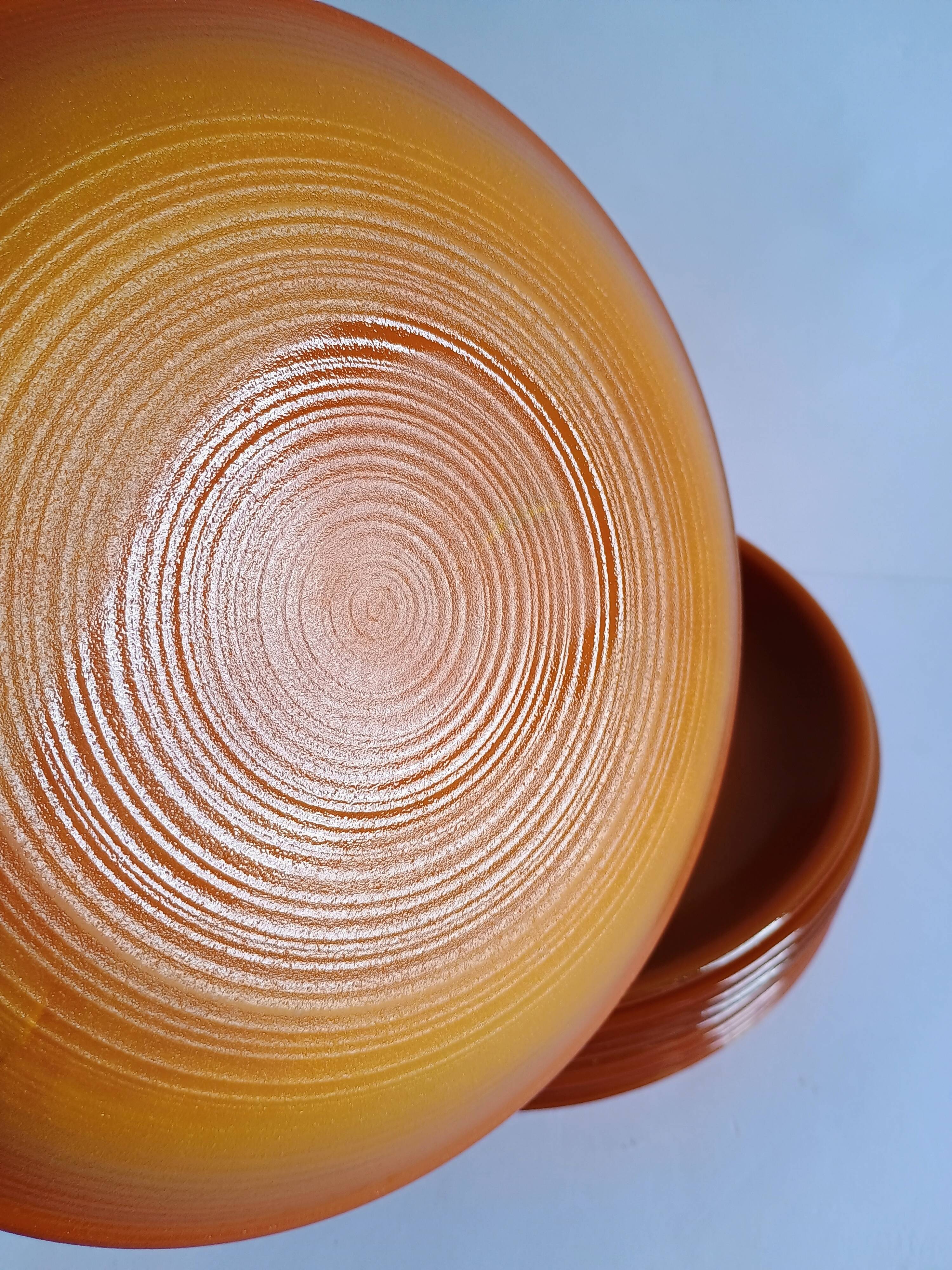 Set of 9 vintage opaline brown plates