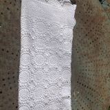 Tablecloth, crochet blanket in white cotton, artisanal and vintage