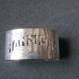 Art deco towel rings "madame" "sir" in silver metal