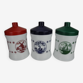 Set of 3 opaline coffee spice pots