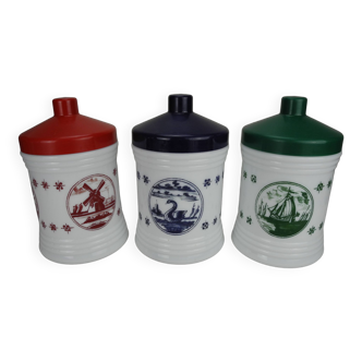 Set of 3 opaline coffee spice pots