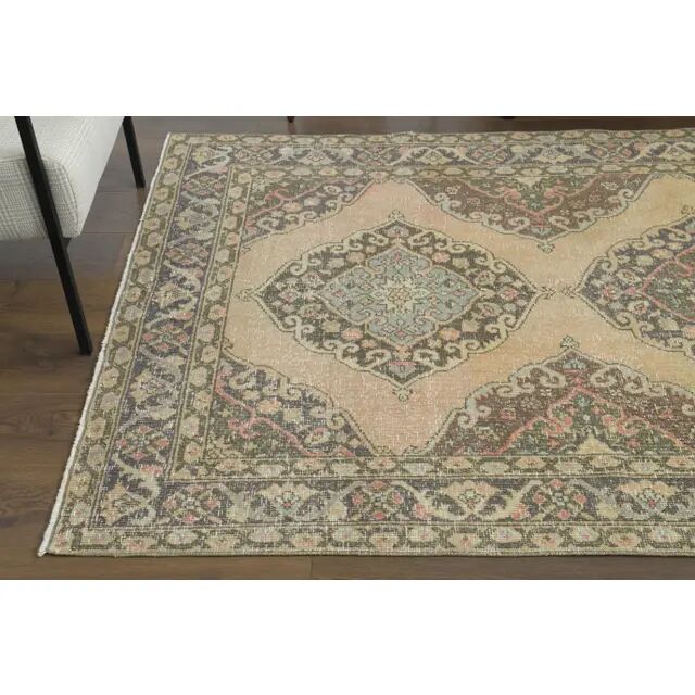 1970s Vintage Turkish Oushak Handmade Wool Cotton Orange Runner Rug 147x386