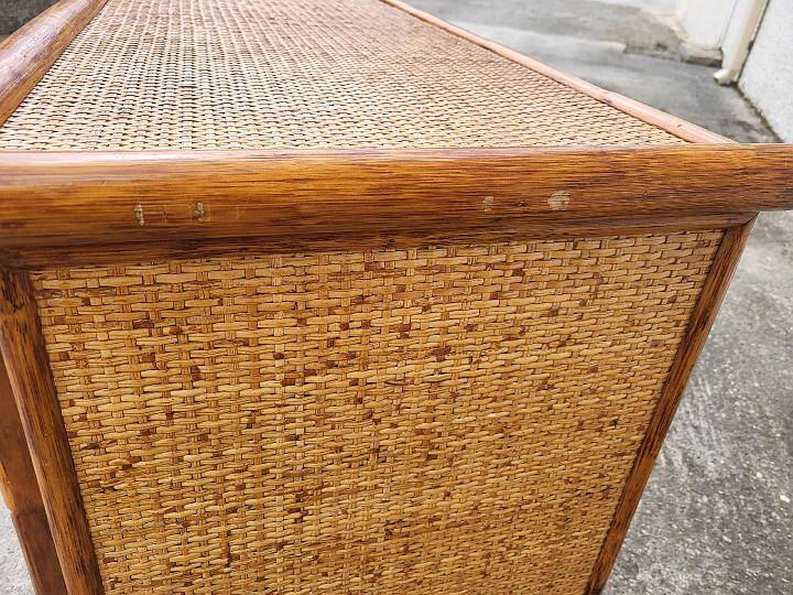 Vintage maugrion rattan 7-drawer chest of drawers