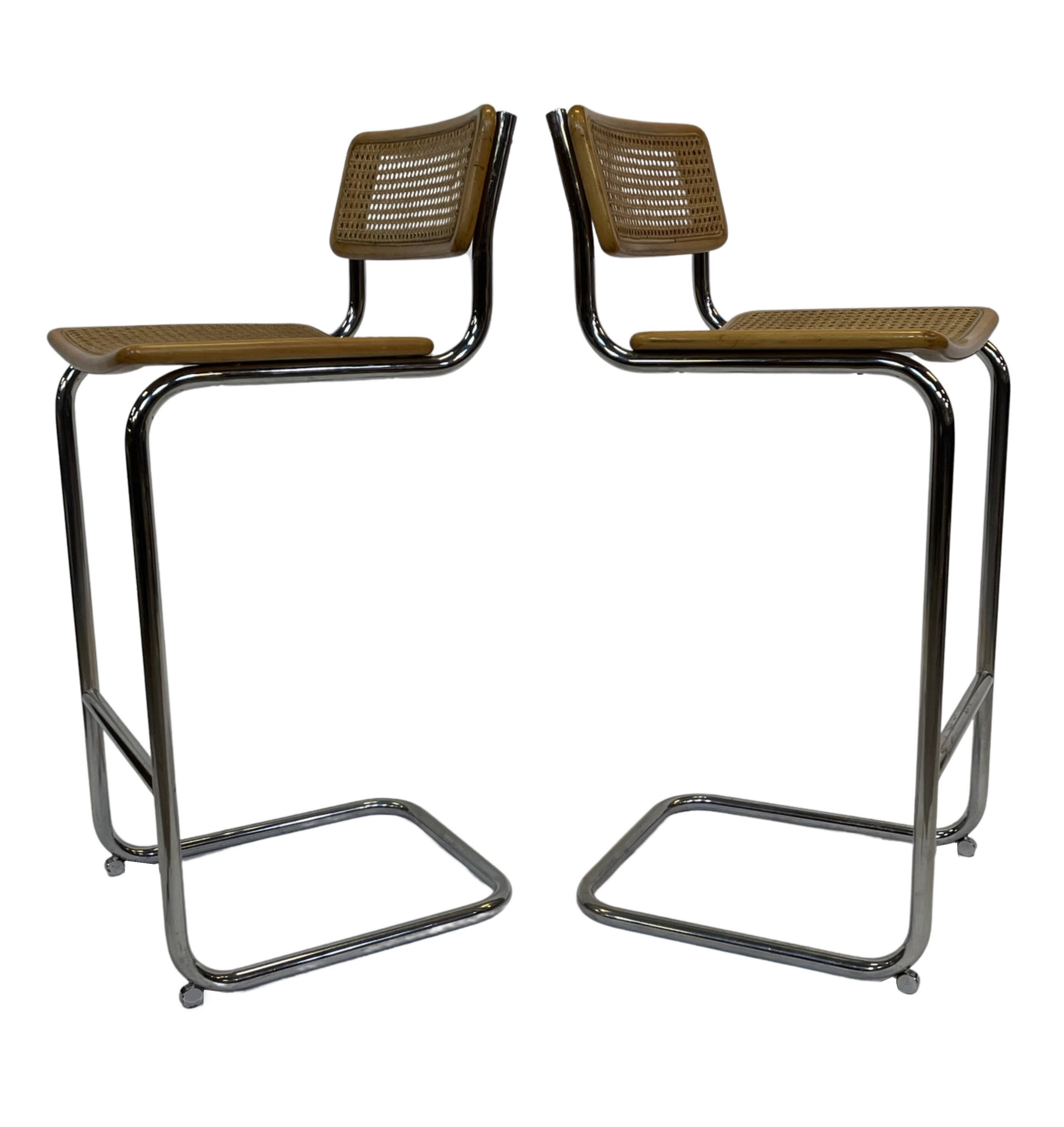 Vintage Cesca Design Bar Stools 80's design in chrome set of four