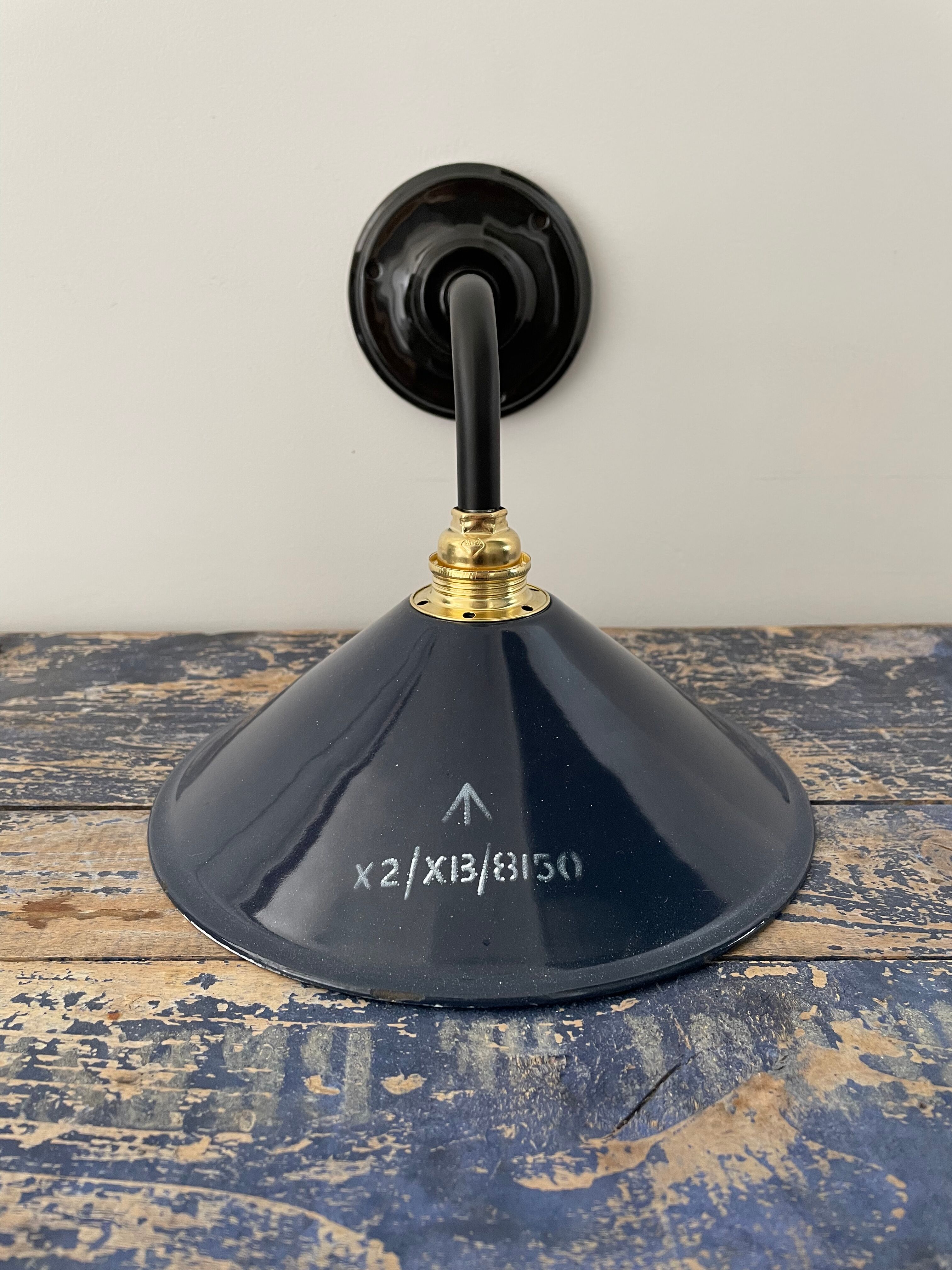 Vintage metal wall lamp electrified to nine