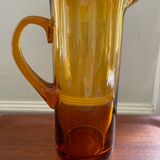 Amber pitcher bubbled glass