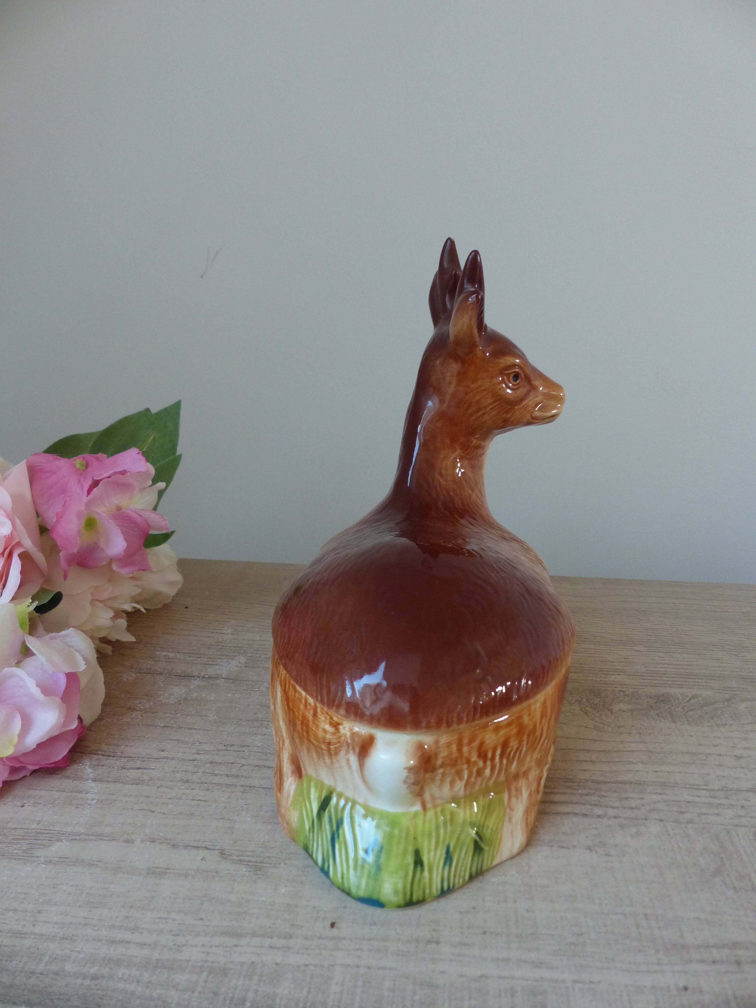 Deer pâté dish, vintage ceramic terrine