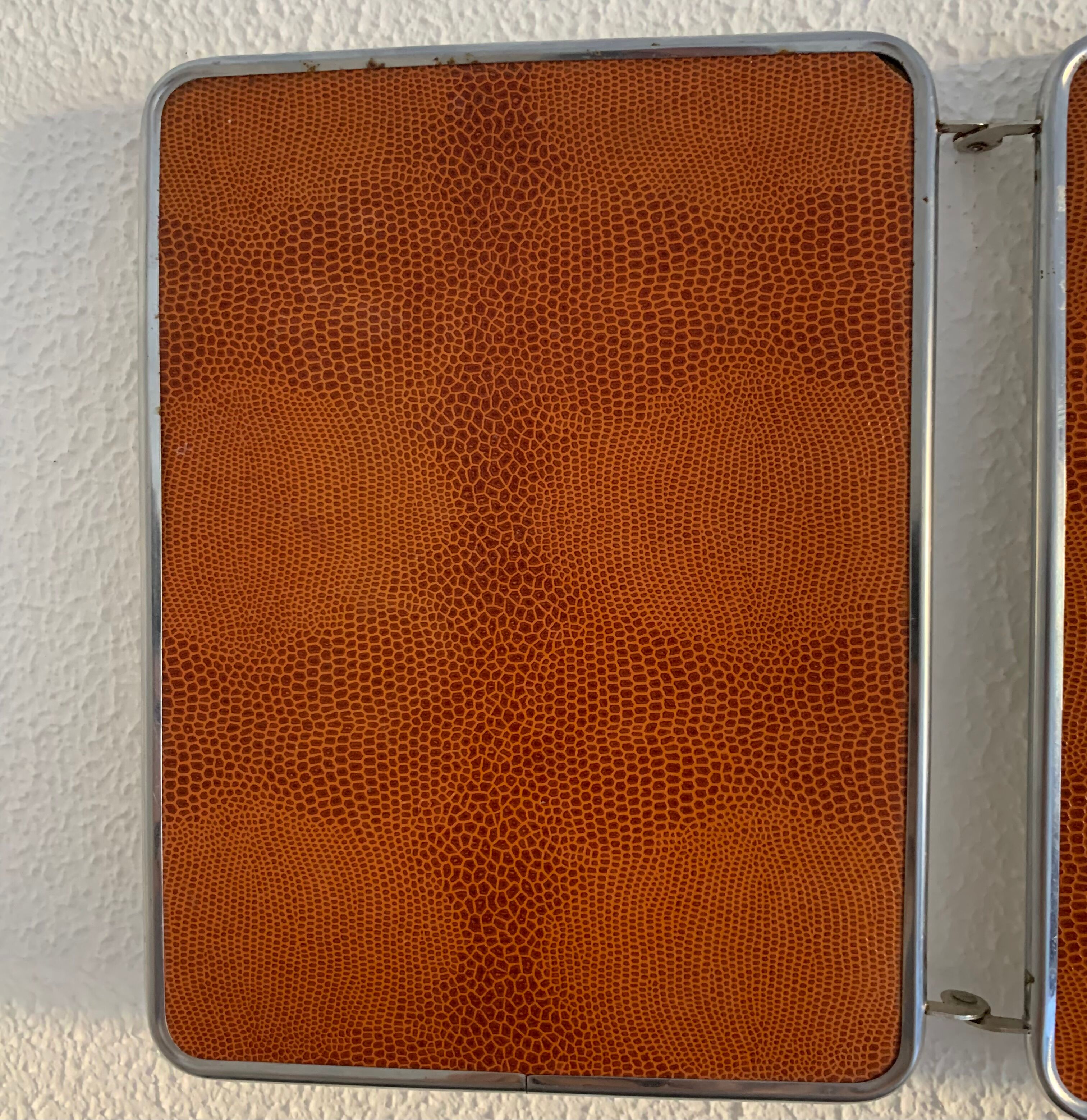 Mirror triptych barber orange rust vintage 1960 - 24 x 59 cm