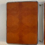 Mirror triptych barber orange rust vintage 1960 - 24 x 59 cm