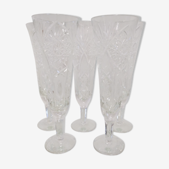 Cut crystal champagne flutes