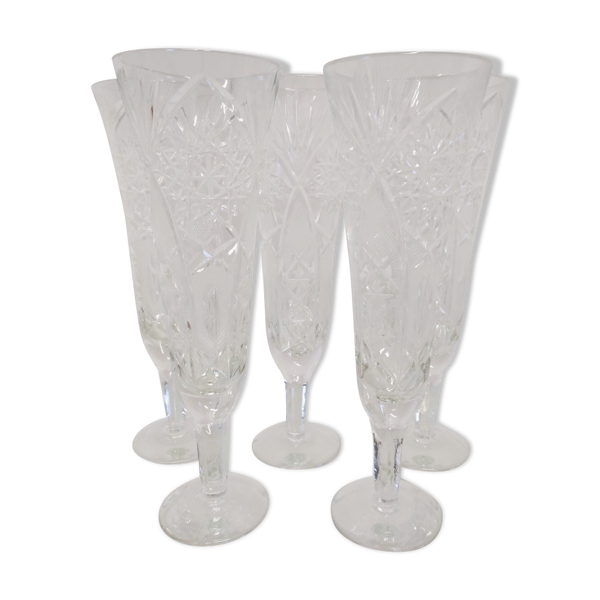Flûtes à champagne en cristal taillé