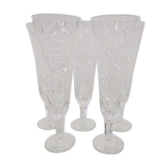 Cut crystal champagne flutes