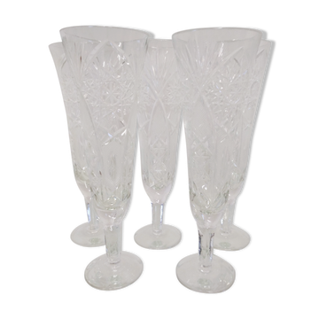 Cut crystal champagne flutes