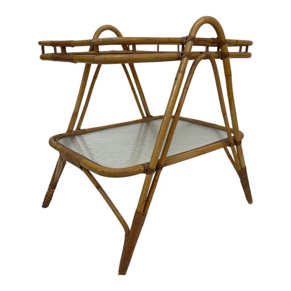 Table d’appoint en rotin vintage en bambou rotin
