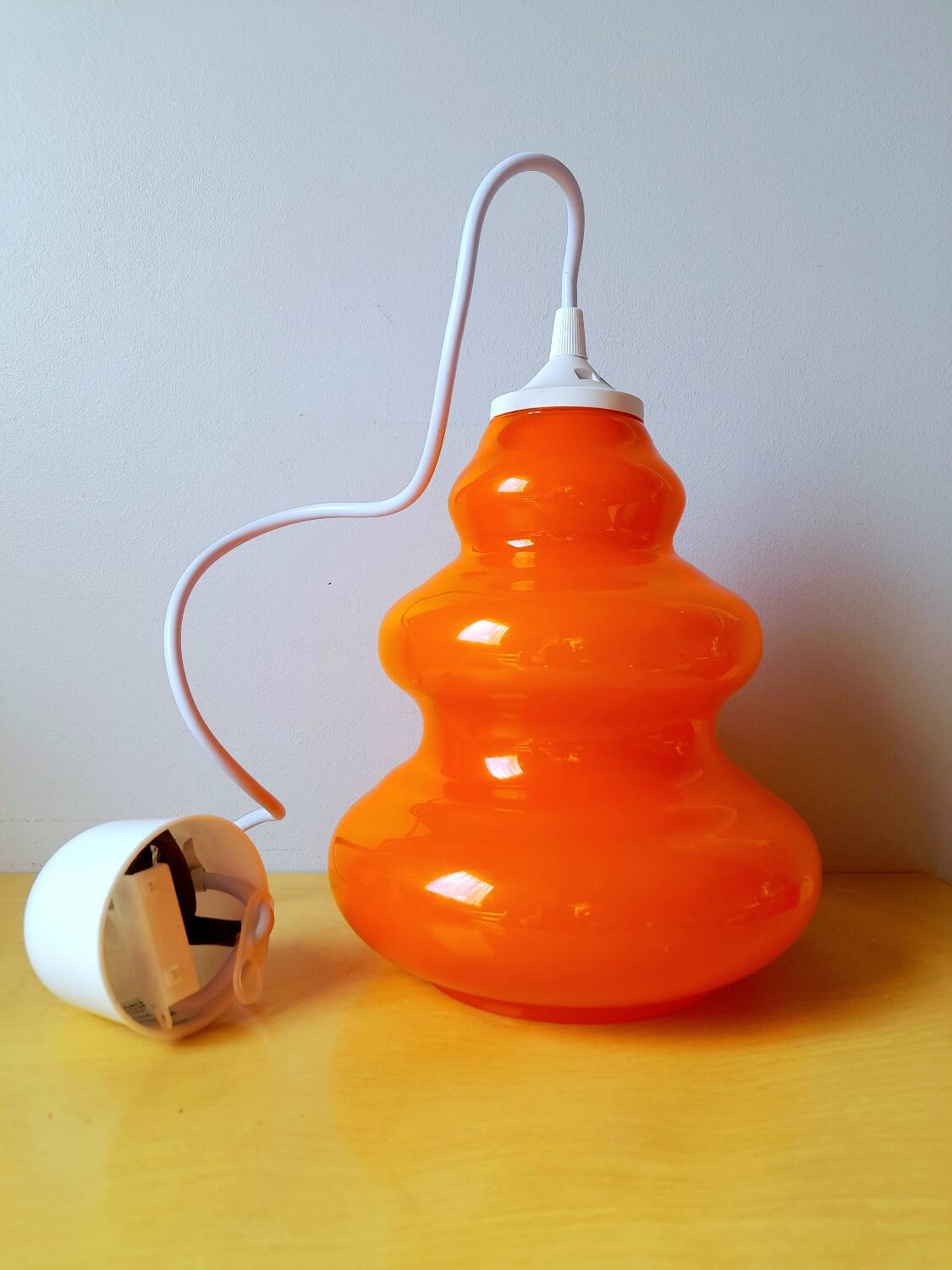 70s orange opaline pendant light