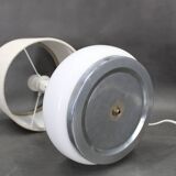 1970s Italian Glass Table Lamp with Boucle Fabric Shade