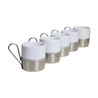 Set of 5 Letang Remy espresso cups, 80s