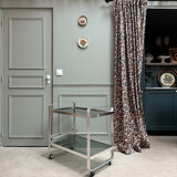 Vintage 70s serving cart in chromed metal and smoked glass