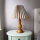 Wooden table lamp with 80s fabric blind