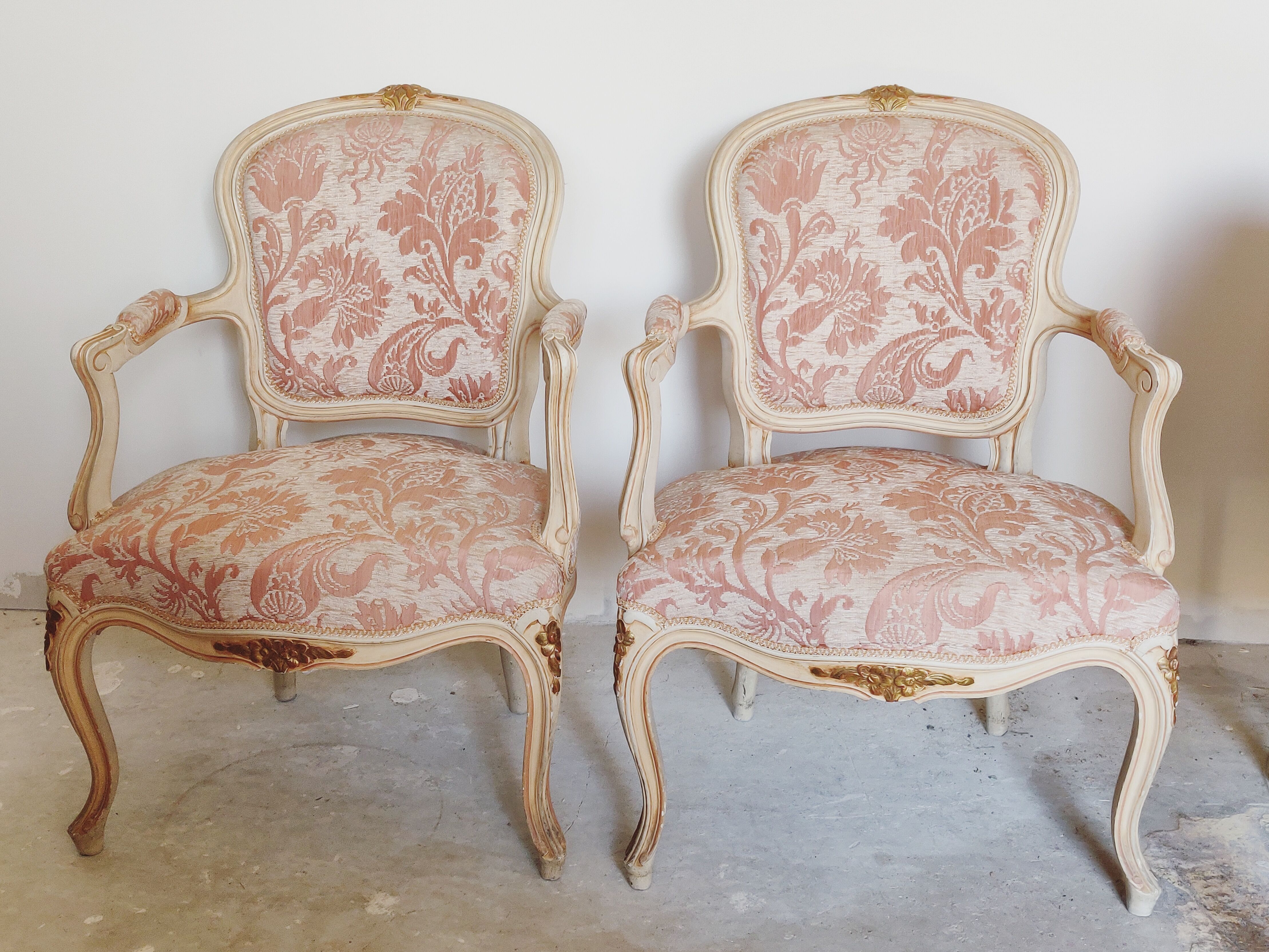 Two Louis XV style convertible armchairs