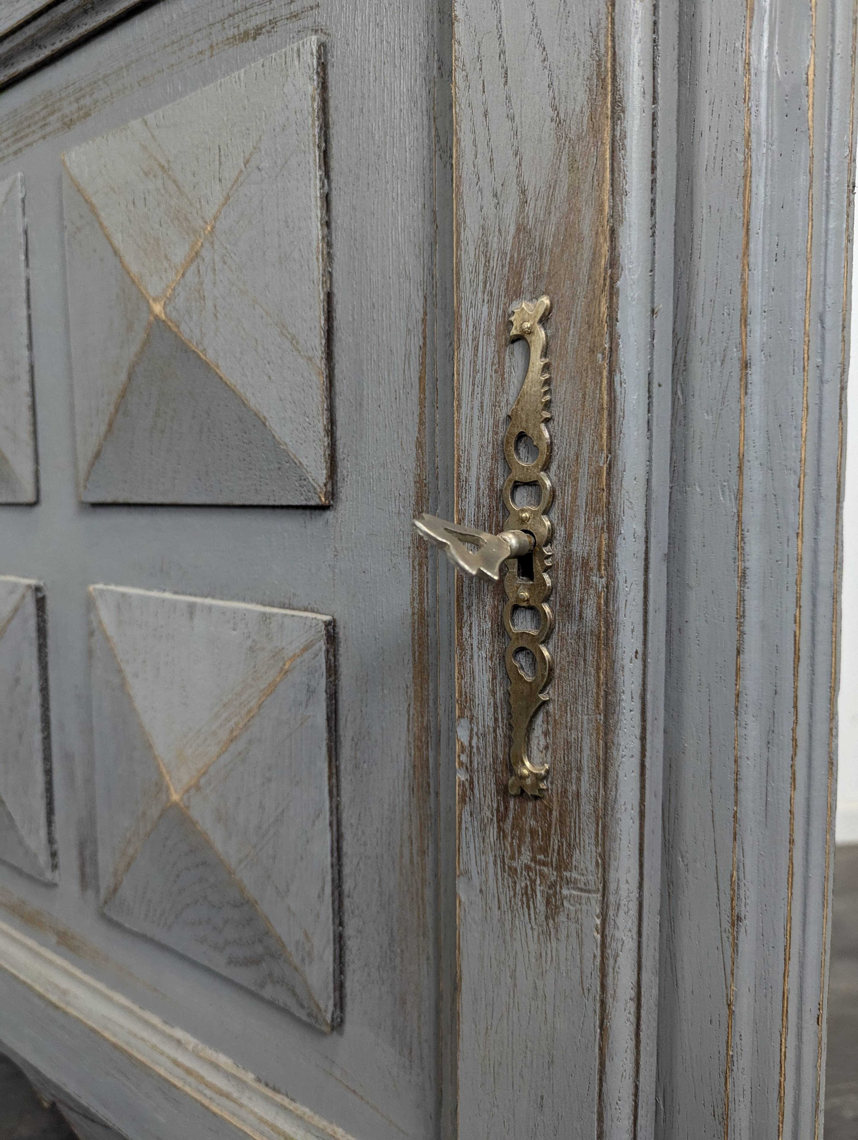 Pair of re-edged corner cabinets