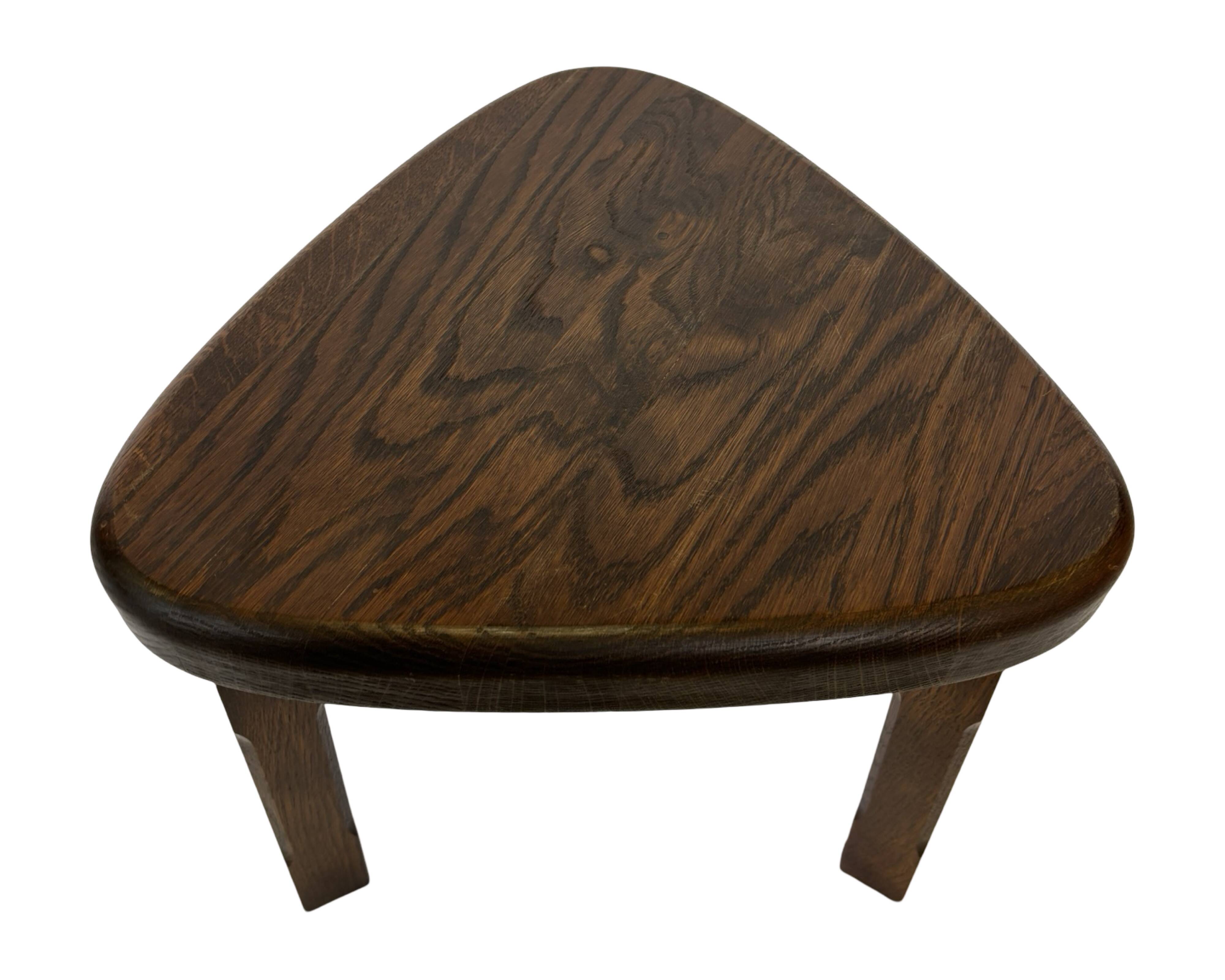 Set of 3 brutalist oak oval side or nesting tables minimalist design 1970s