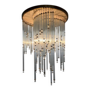 Small Midcentury Glass Chandelier/pendant by Kinkeldey, Germany, 1970s