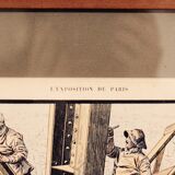 La peinture de la Tour Eiffel, 1889, gravure en couleur de Charles Bombled (1862-1927)