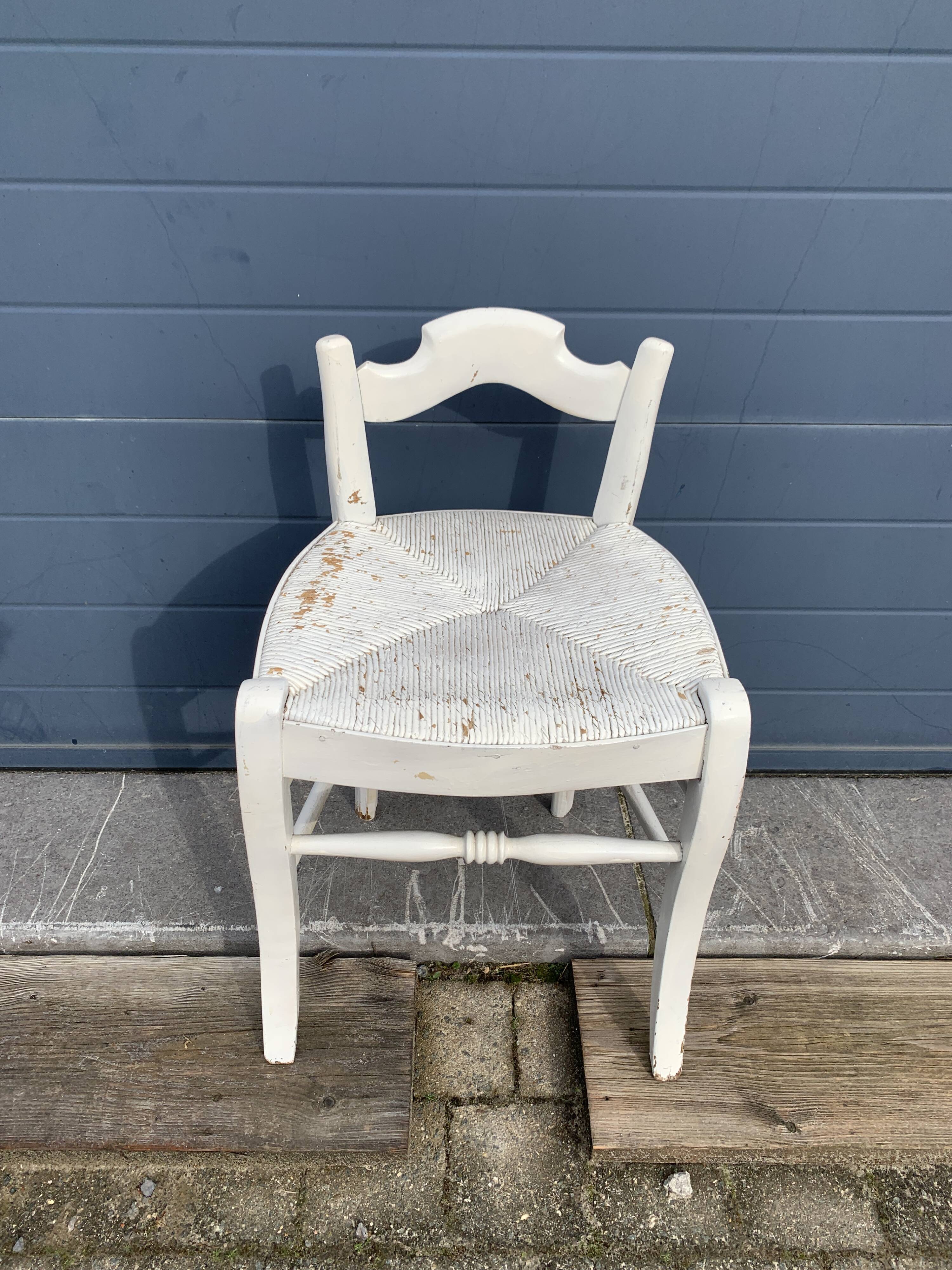 Vintage mulched stool painted white