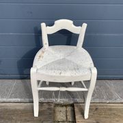 Vintage mulched stool painted white