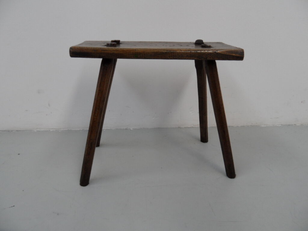Antique oak milk stool