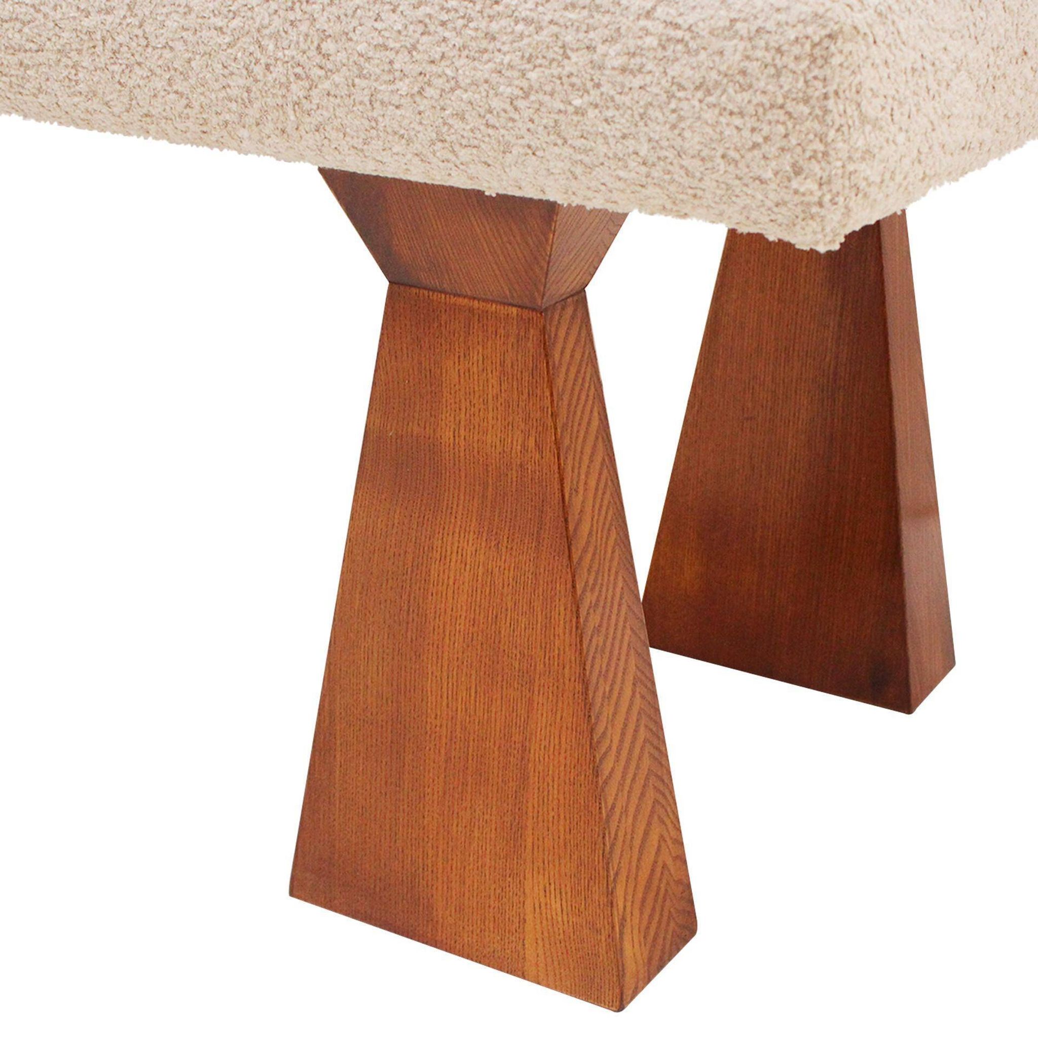 Banc en bois contemporain avec dossier circulaire triple et rembourrage en bouclé, Italie