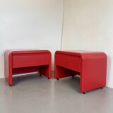 Pair of red bedside tables, 1980s