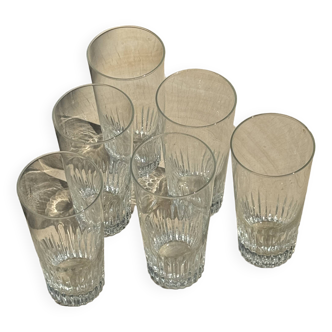 6 large glass orangeade glasses