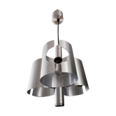 Chandelier stainless steel suspension 3 lamps space age vintage 60 70