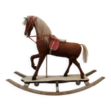 Rocking horse made of wood, fabric and natural horsehair, 1940-1950
