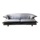 Blue-Grey Leather Sofa by Saporiti, 1980s