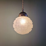 Pair of Art Deco frosted glass pendants, 1920s-30s.