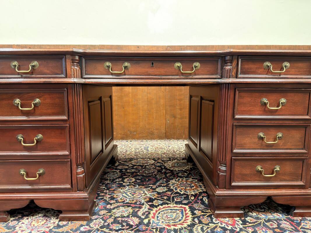 English Chesterfield Desk with Green Leather