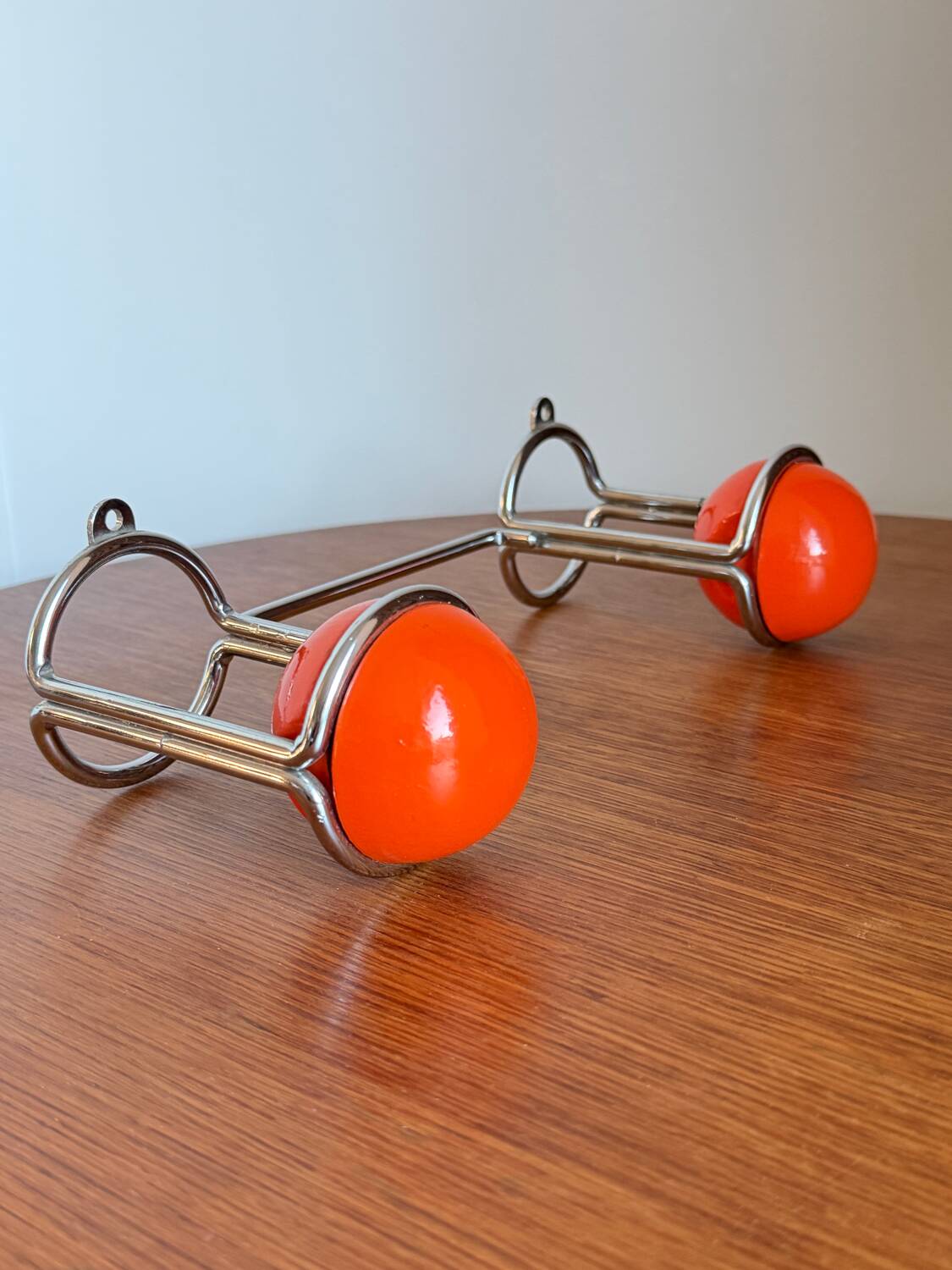 Patère double "Boule" Orange & Chrome  Space Age