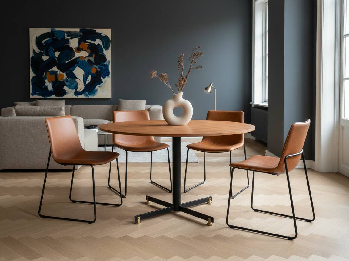 Vittorio Nobili 1950s round dining table in teak & brass