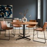 Vittorio Nobili 1950s round dining table in teak & brass