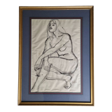 Nude study "Lydie" signed by François Xavier Josse, 50s, 71 x 54 cm