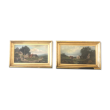 Paire de tableaux paysages champêtres