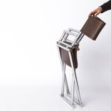 Set of 6 Vintage Safari Folding Chairs – Chrome Frame – 1970s/1980s