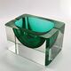 1960s Rare Rectangular Uranium Multifaceted Ashtray in Murano Glass