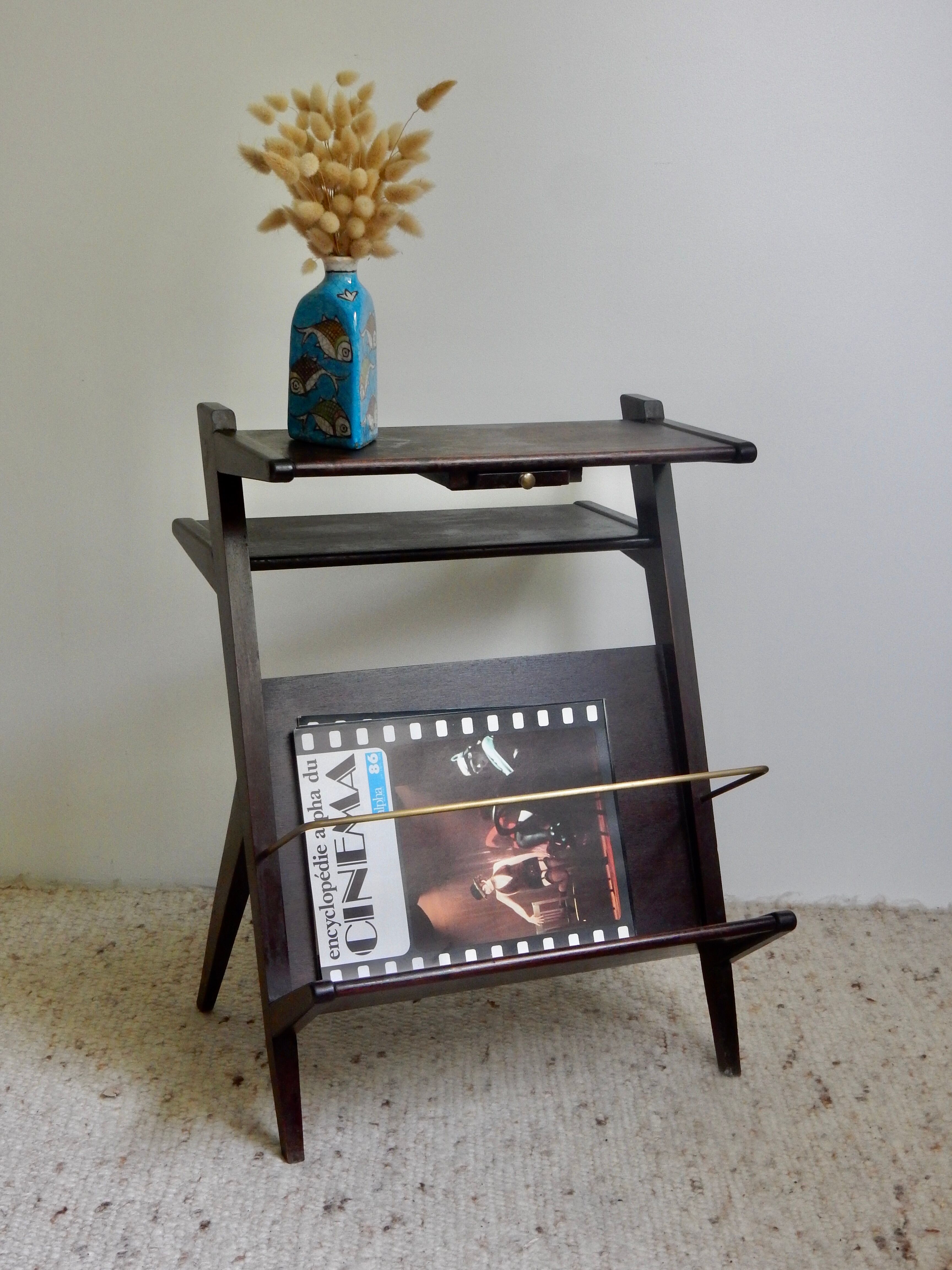 Wooden sofa end magazine holders