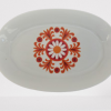 Vintage oval dish decorated with orange flowers 70s