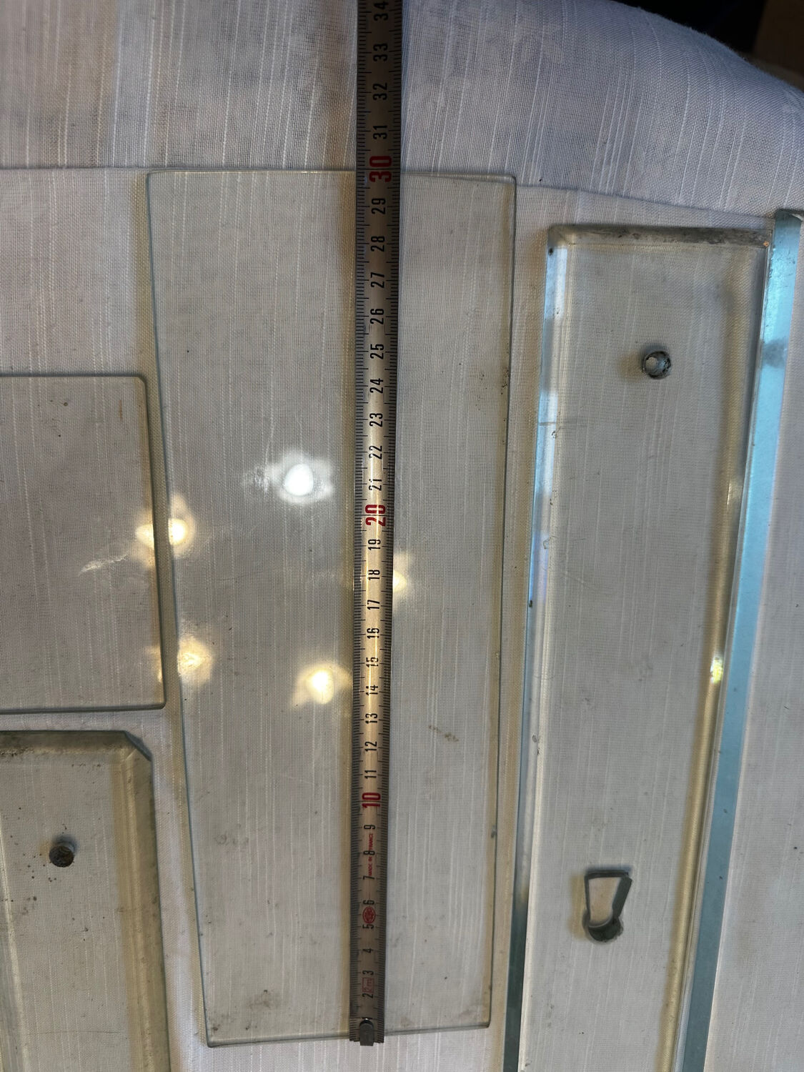 11 bevelled glass cleanliness plaques + 4 Art Deco glass plaques