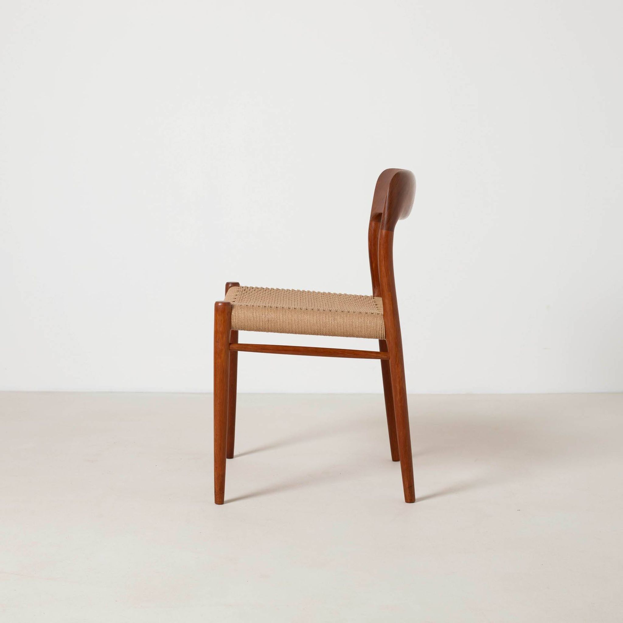 Set of 4 teak dining chairs by Niels Otto Moller, model 75, Denmark, 1960s.